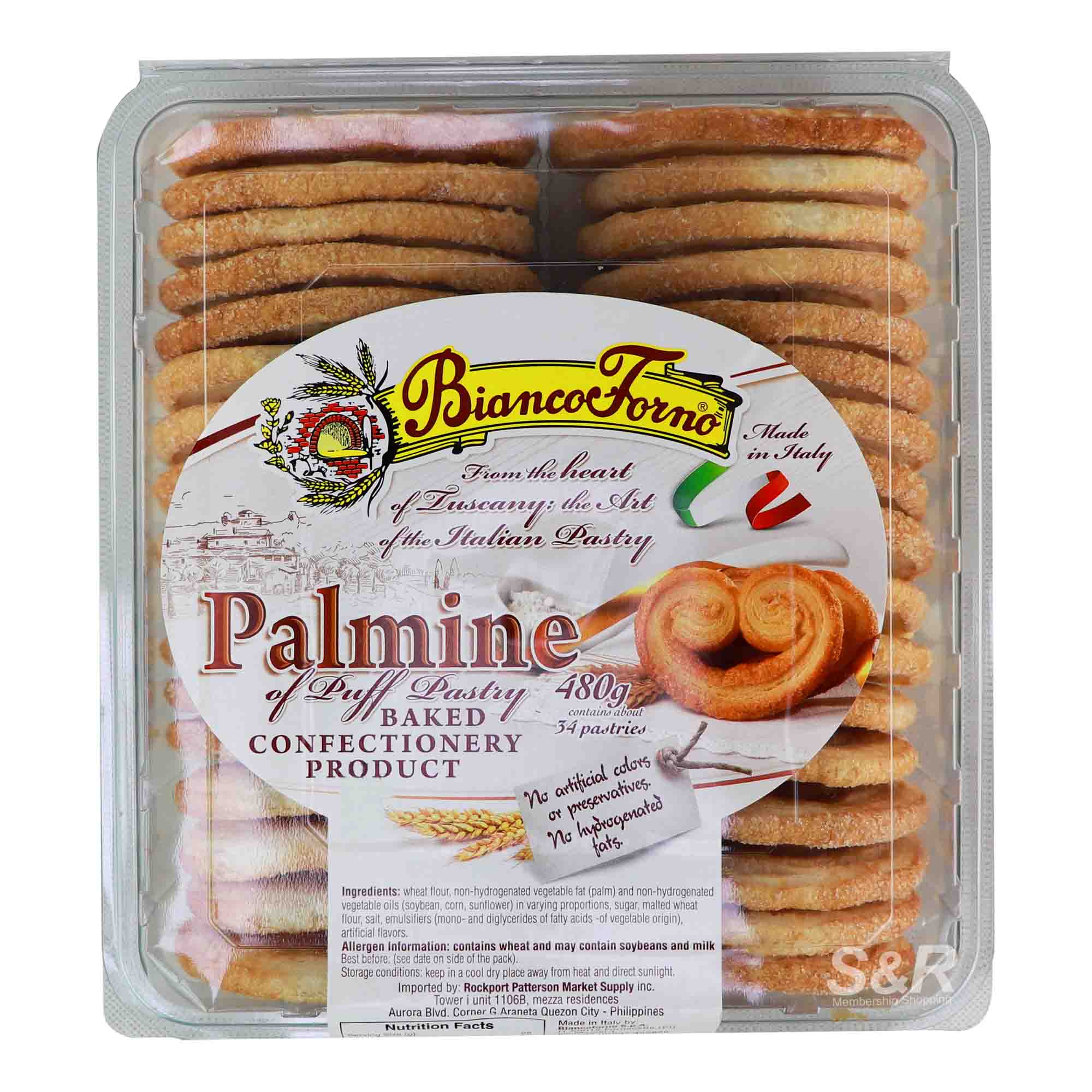 Bianco Forno Palmine of Puff Pastry Baked Confectionary 480g